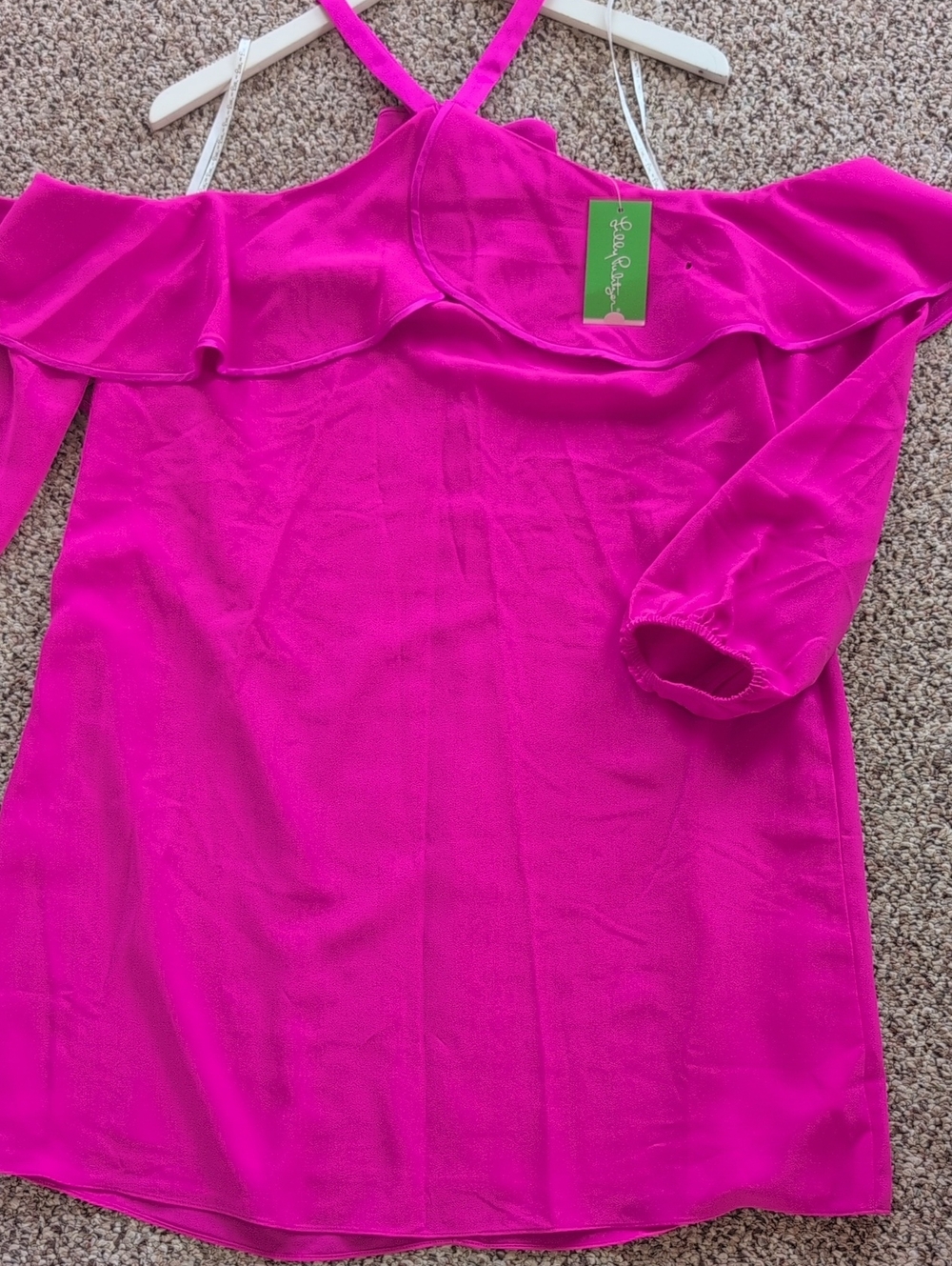 Lilly Pulitzer Hot Pink Off-Shoulder Midi Dress